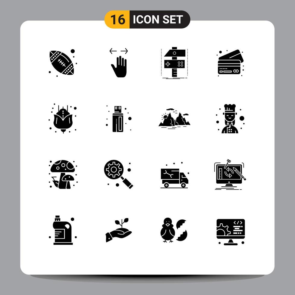 Stock Vector Icon Pack of 16 Line Signs and Symbols for present credit build cards game Editable Vector Design Elements