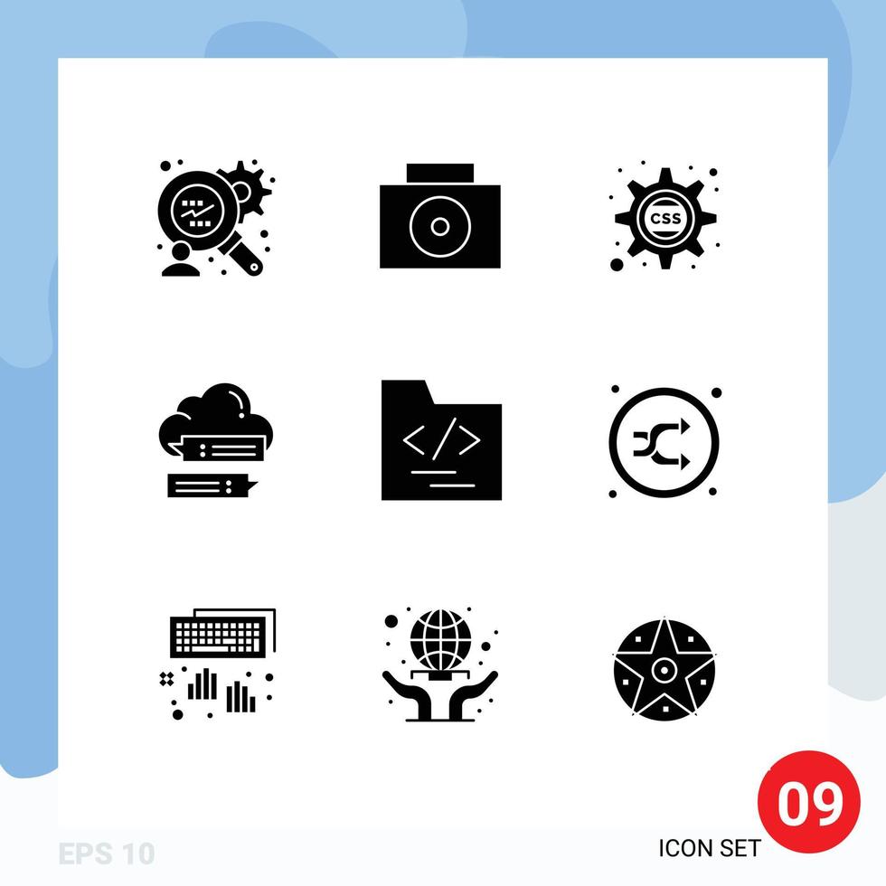 Pack of 9 creative Solid Glyphs of mix business chat file messages Editable Vector Design Elements
