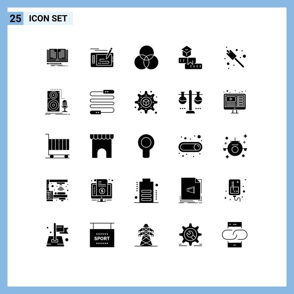 Group of 25 Solid Glyphs Signs and Symbols for study learning pad knowledge design Editable Vector Design Elements