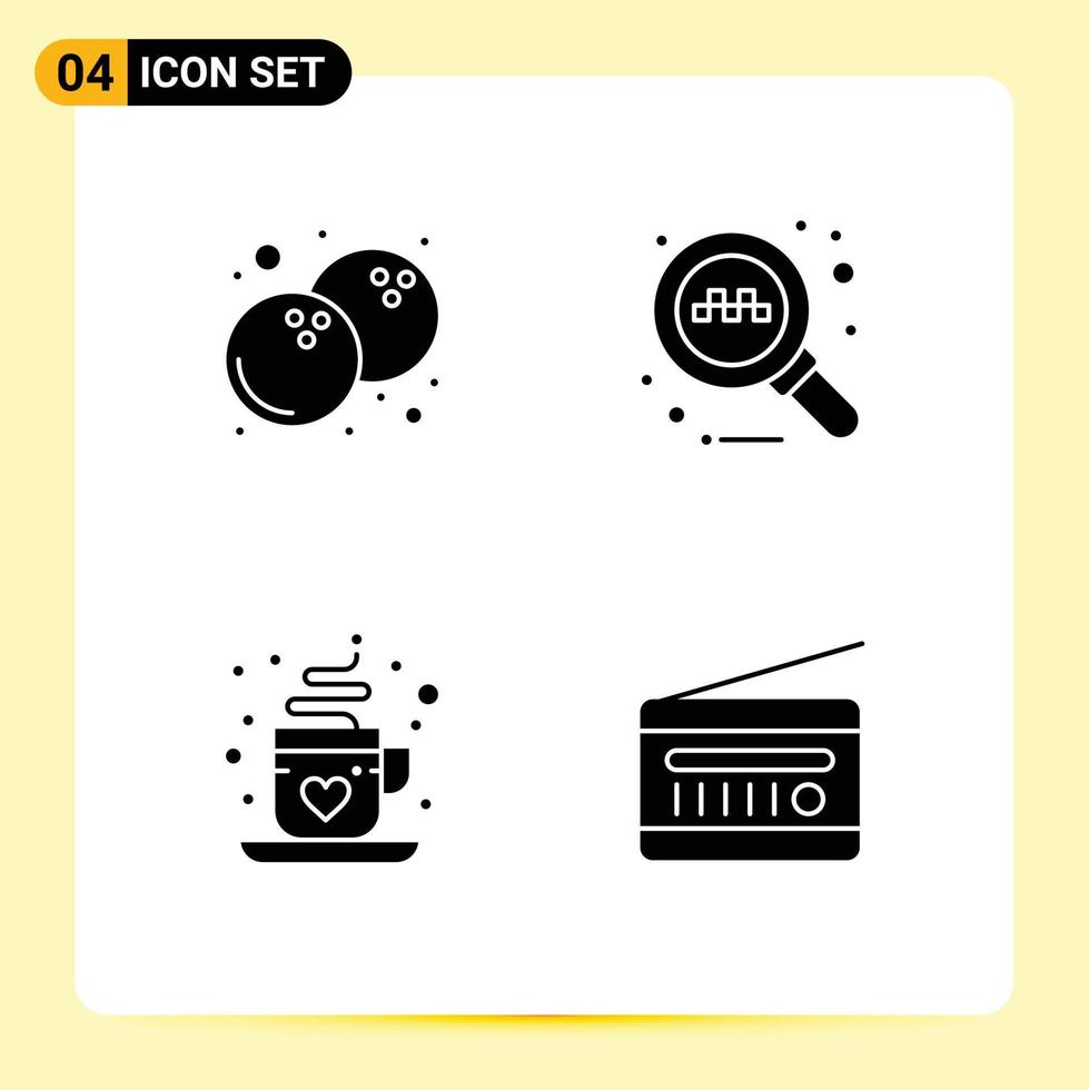Pack of Modern Solid Glyphs Signs and Symbols for Web Print Media such as coconut tea online coffee fm radio Editable Vector Design Elements