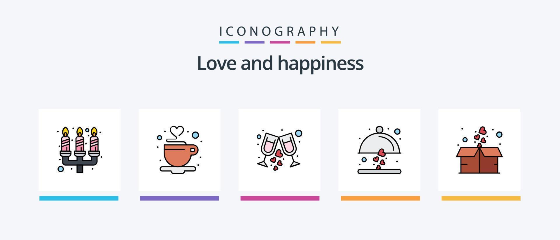 Love Line Filled 5 Icon Pack Including love. box. love. package. gift. Creative Icons Design vector