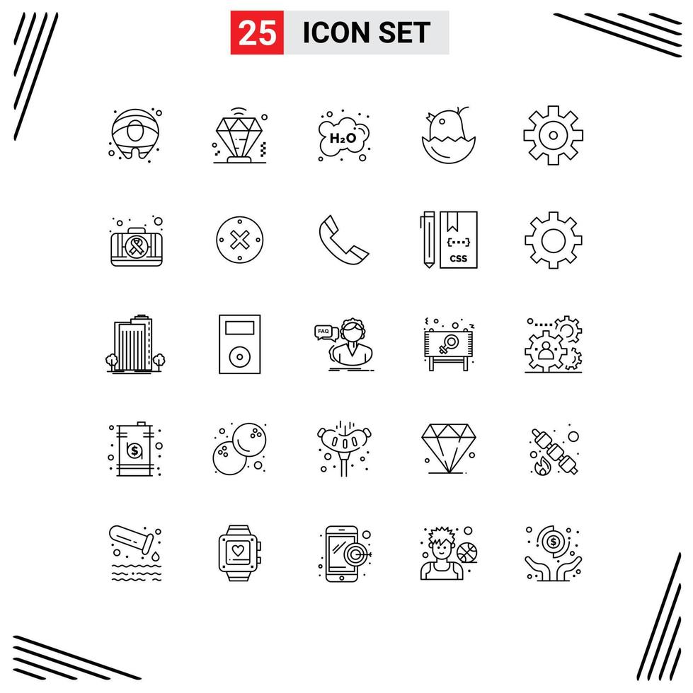 User Interface Pack of 25 Basic Lines of vehicle configuration setting learning happy easter Editable Vector Design Elements