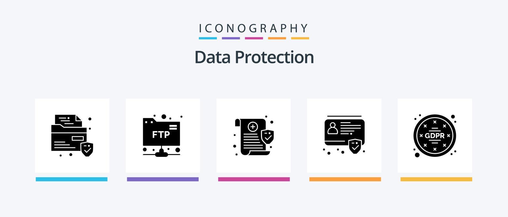 Data Protection Glyph 5 Icon Pack Including data. privacy. privacy. gdpr. id. Creative Icons Design vector