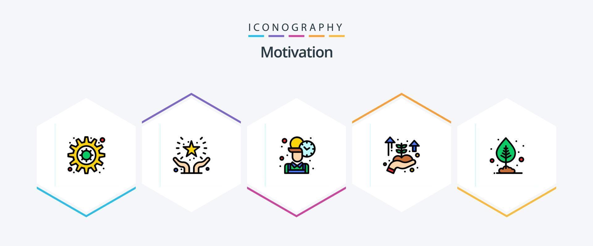 Motivation 25 FilledLine icon pack including pot. growth. employee. hand. business startup vector