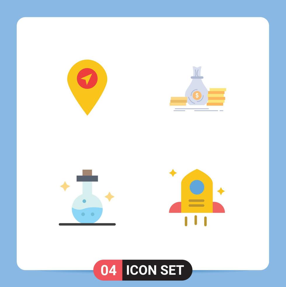 4 Creative Icons Modern Signs and Symbols of location lab accumulation loan tube Editable Vector Design Elements