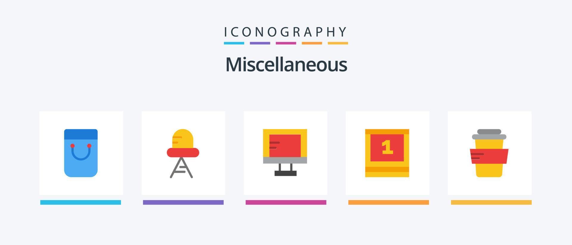 Miscellaneous Flat 5 Icon Pack Including . study. study. glass. education. Creative Icons Design vector