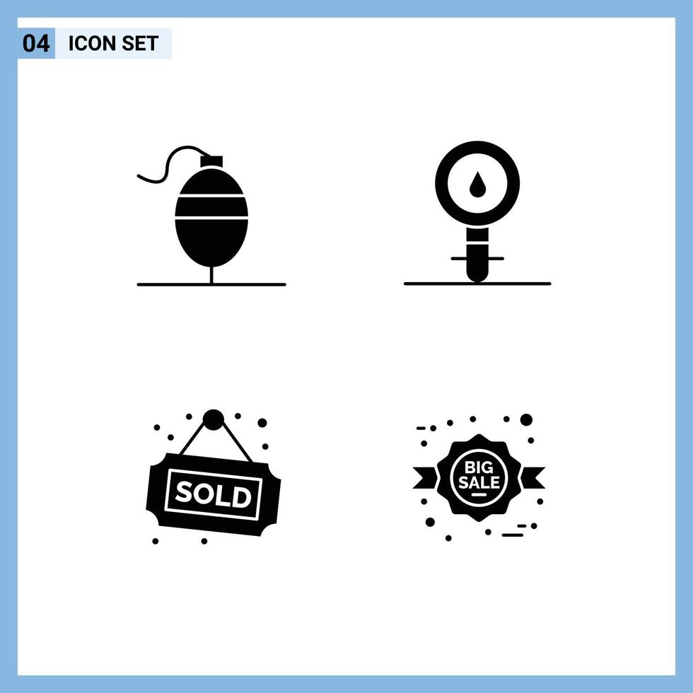 4 Universal Solid Glyph Signs Symbols of bobber house biochemistry chemistry sold Editable Vector Design Elements