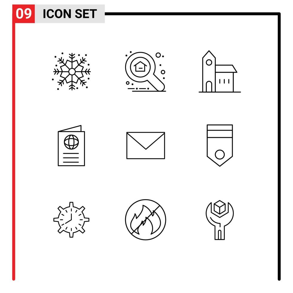 grupo de 9 esboza signos y símbolos para sms pasaporte tarjeta de identificación cristiana elementos de diseño vectorial editables vector