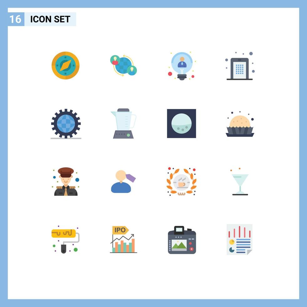 Editable Vector Line Pack of 16 Simple Flat Colors of pin code mobile global code thinking Editable Pack of Creative Vector Design Elements