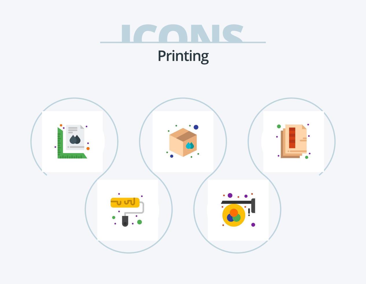 Printing Flat Icon Pack 5 Icon Design. document. warehouse. measure. goods. document vector