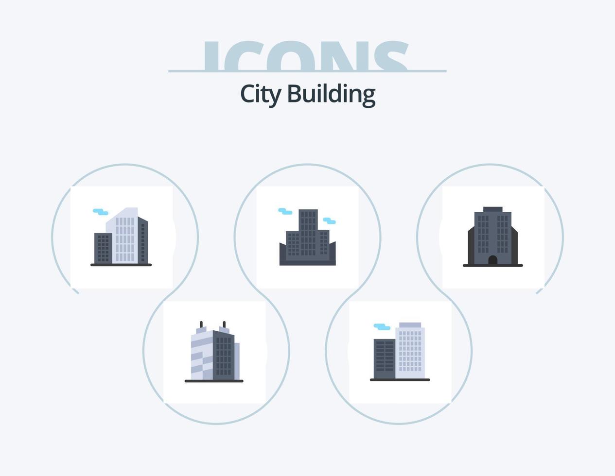 City Building Flat Icon Pack 5 Icon Design. . corporation. real. business. office vector