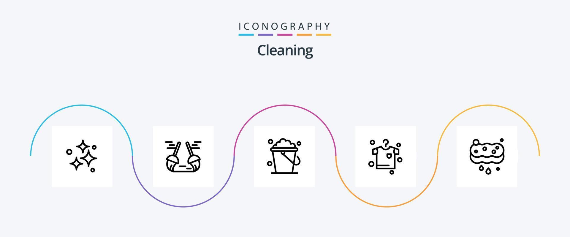 Cleaning Line 5 Icon Pack Including cleaning. hanging. sweep. drying. home vector