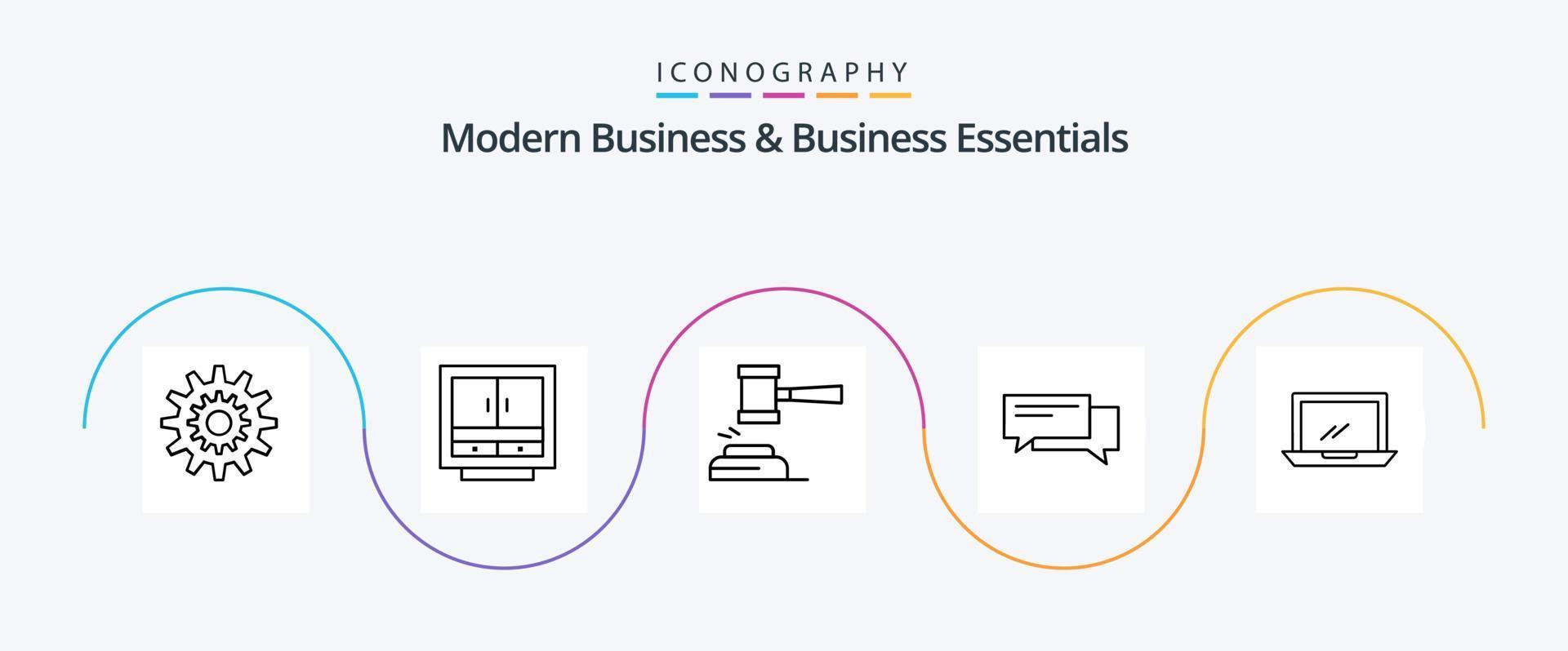 Modern Business And Business Essentials Line 5 Icon Pack Including gavel. auction. business. action. office vector