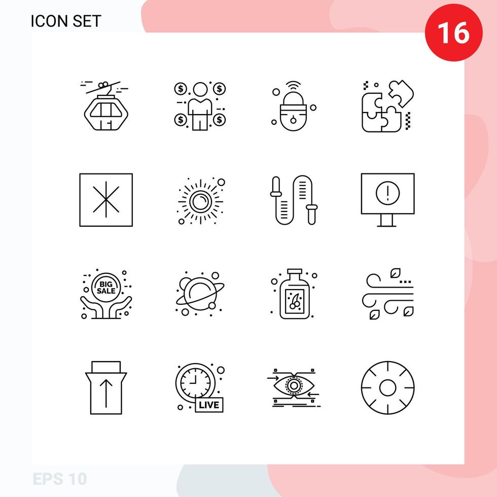 Set of 16 Modern UI Icons Symbols Signs for fridge puzzle consumer pieces secure Editable Vector Design Elements