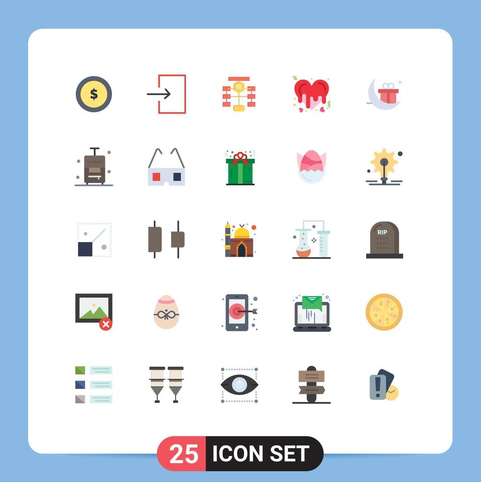Pack of 25 Modern Flat Colors Signs and Symbols for Web Print Media such as celebration romance flow love bleeding Editable Vector Design Elements