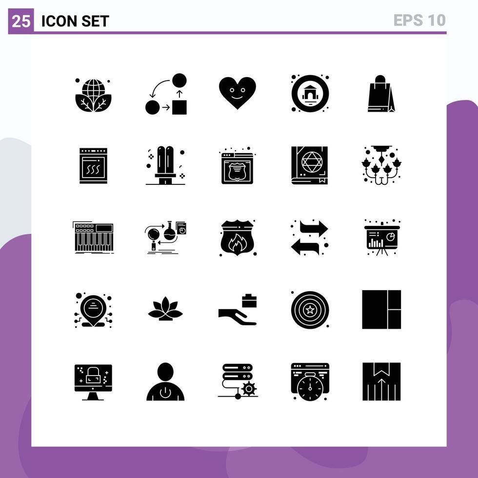 25 Universal Solid Glyphs Set for Web and Mobile Applications canada bag tactic real estate home Editable Vector Design Elements
