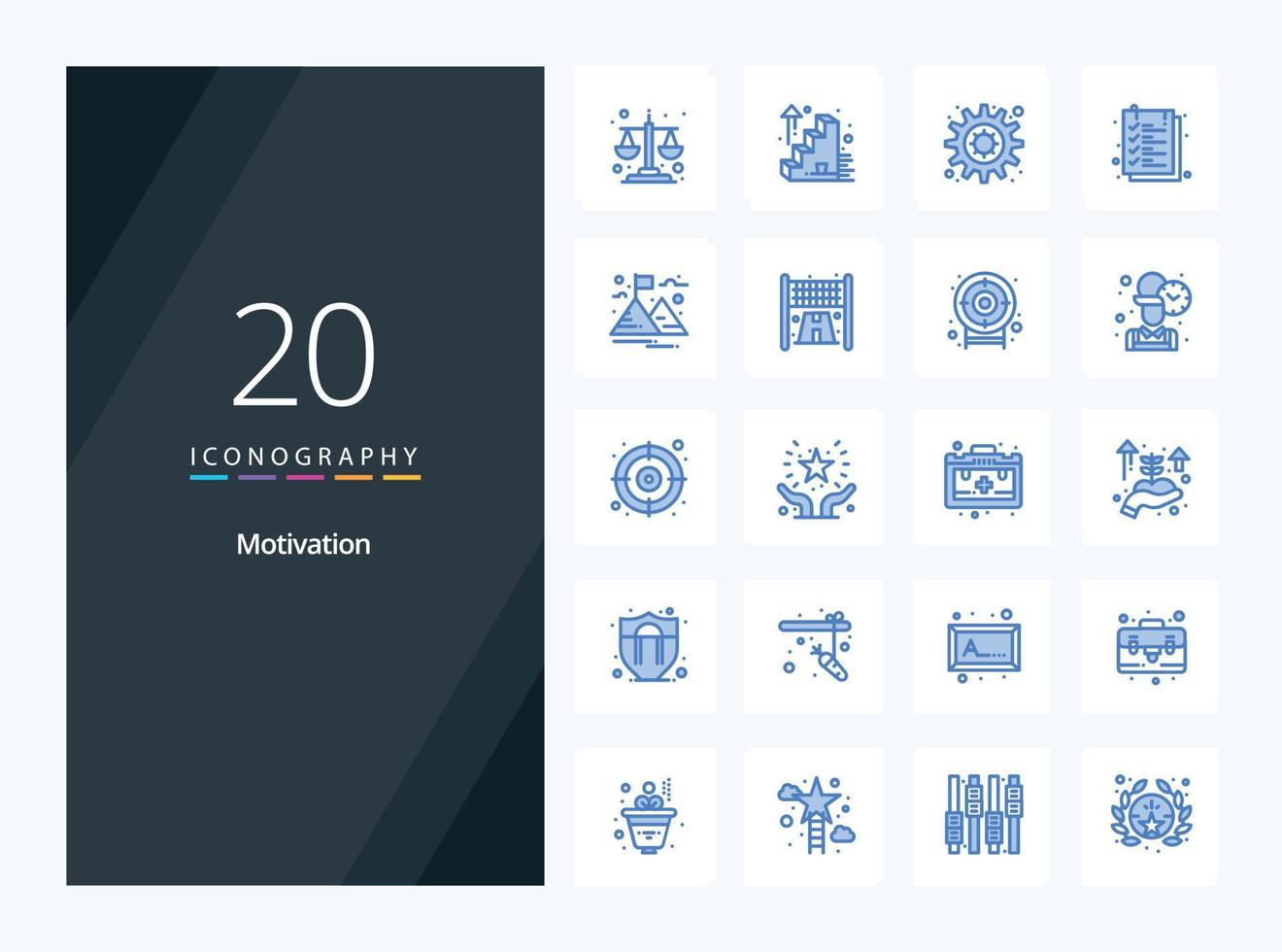 20 icono de color azul de motivación para la presentación vector