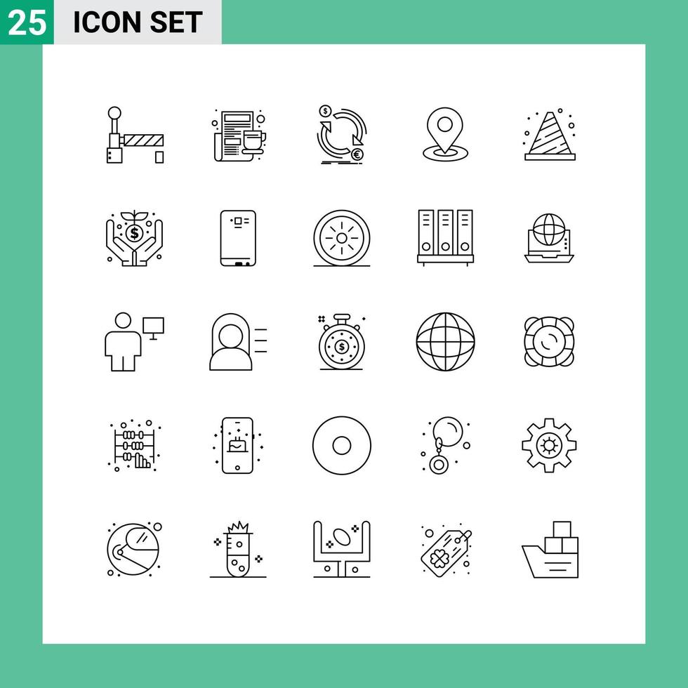 25 Thematic Vector Lines and Editable Symbols of block location currency navigation browse Editable Vector Design Elements