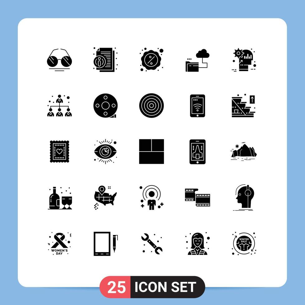 25 Thematic Vector Solid Glyphs and Editable Symbols of brain storage discount folder monday Editable Vector Design Elements