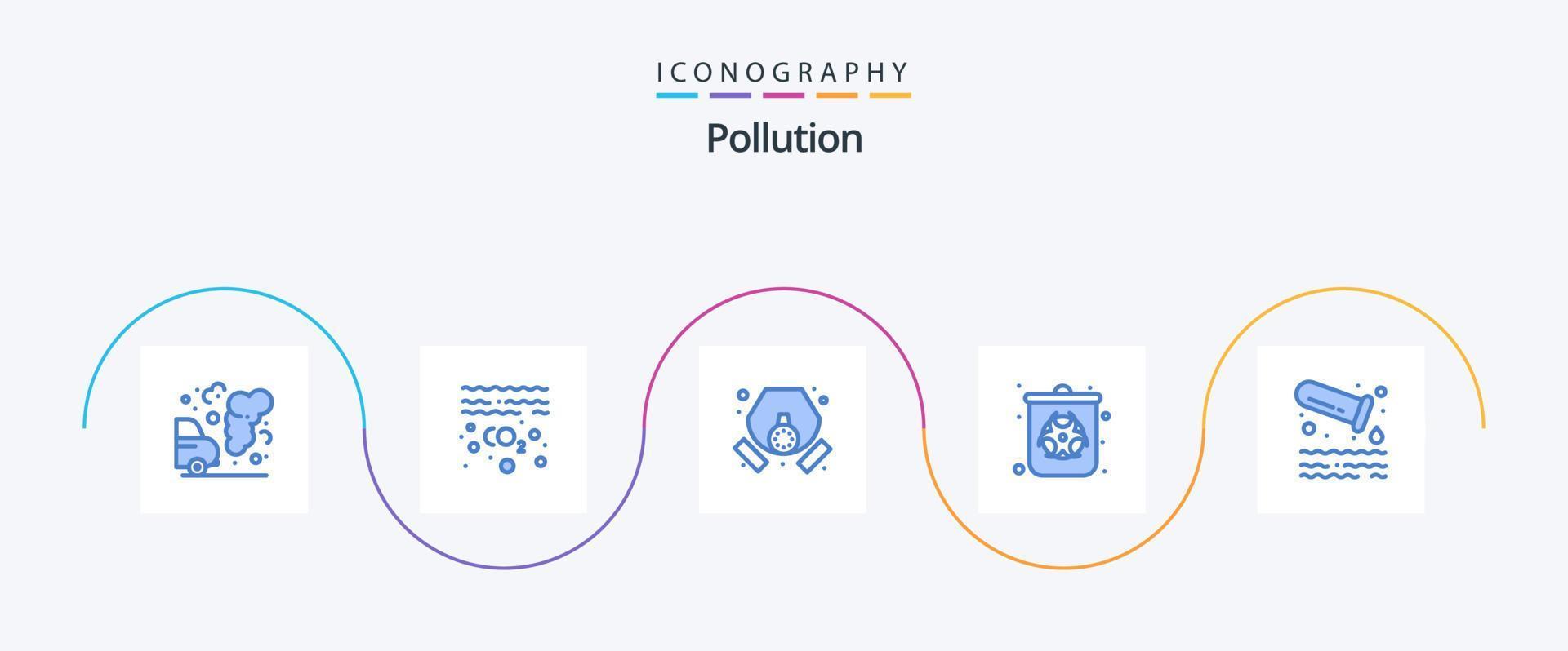 Pollution Blue 5 Icon Pack Including pollution. waste. gas. pollution. bin vector