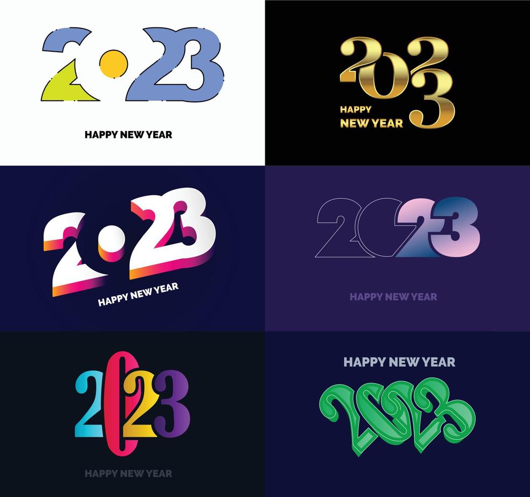 Big Collection of 2023 Happy New Year symbols Cover of business diary for 2023 with wishes vector