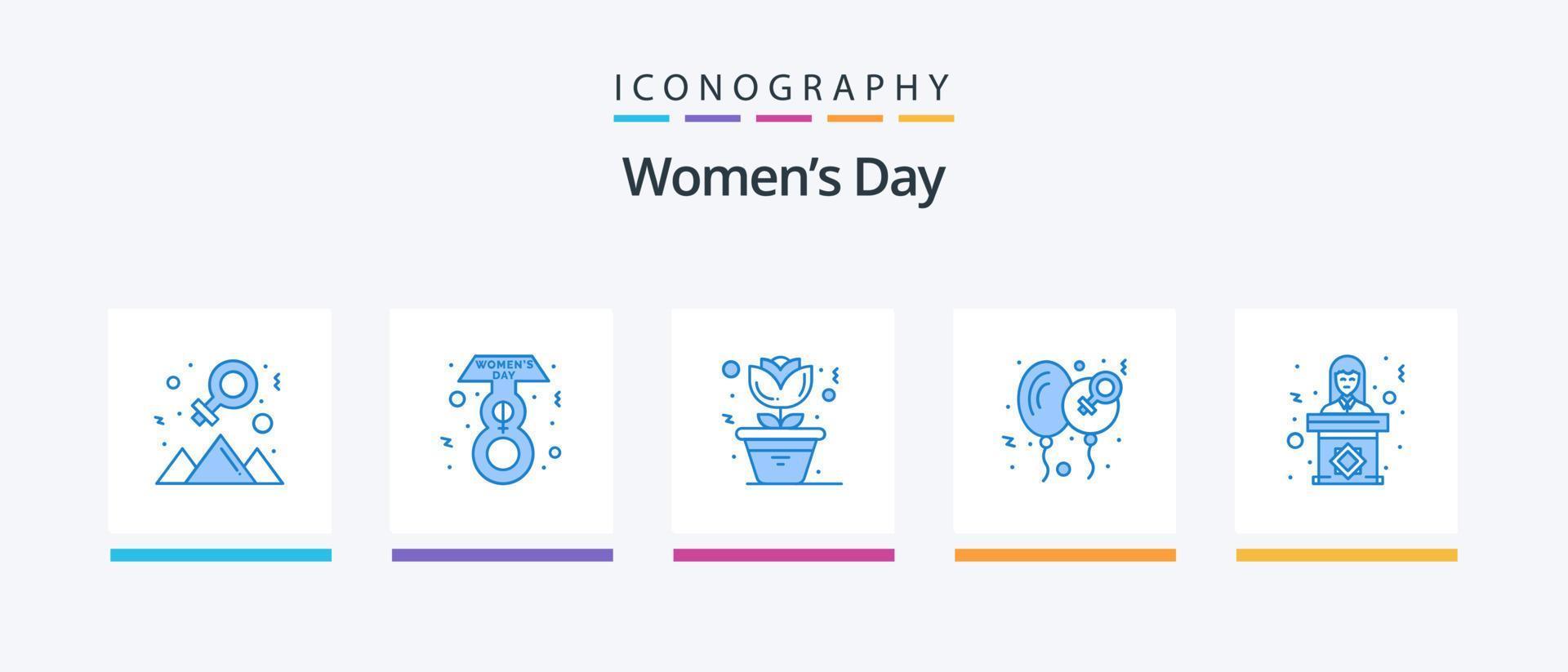 Womens Day Blue 5 Icon Pack Including tribune. politician. home. women. happy. Creative Icons Design vector