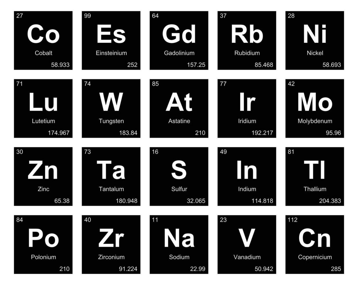 20 Preiodic table of the elements Icon Pack Design vector