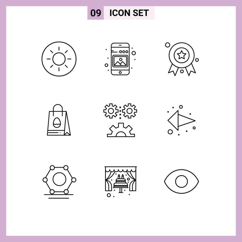 Modern Set of 9 Outlines Pictograph of engineering science applied science award badge egg bag Editable Vector Design Elements