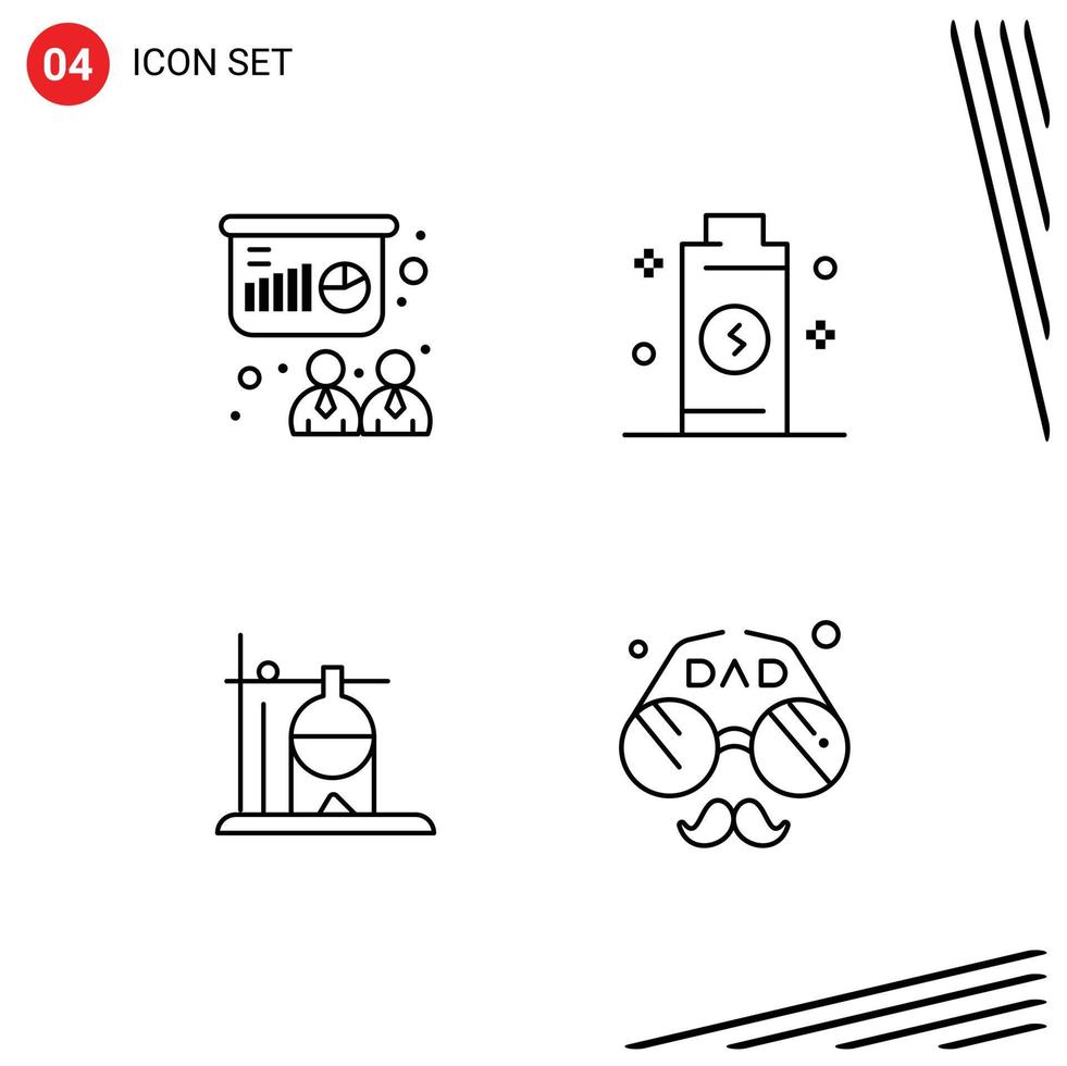 Pack of 4 creative Filledline Flat Colors of conference medical board energy transfusion Editable Vector Design Elements