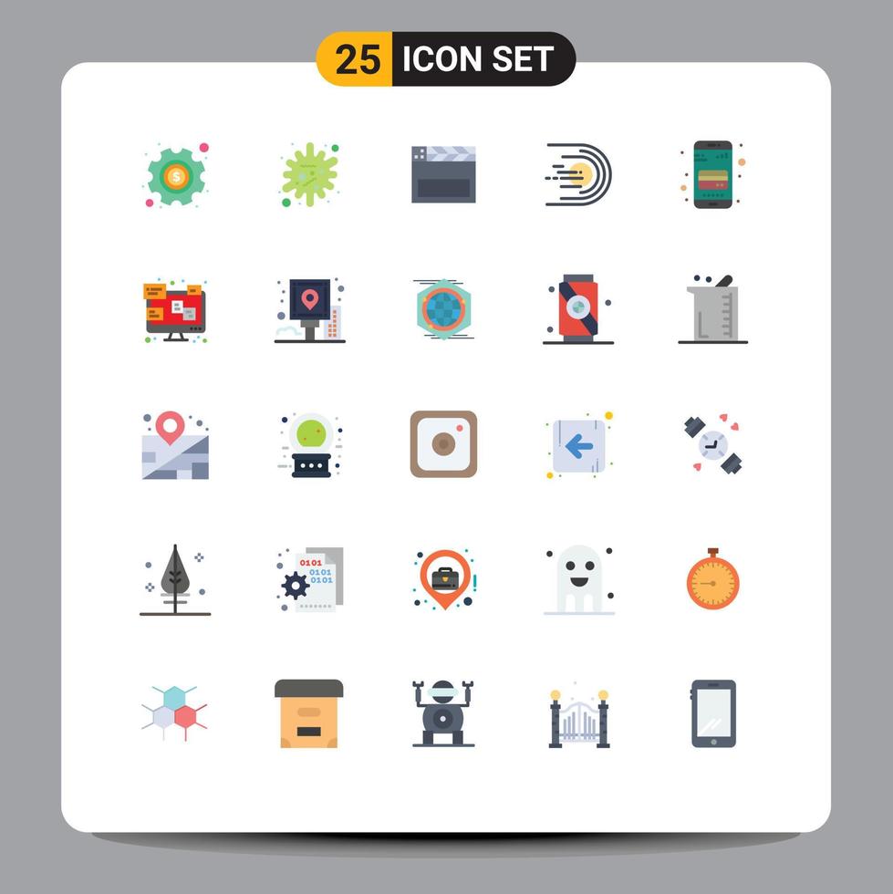 Set of 25 Commercial Flat Colors pack for atm card light american flight asteroid Editable Vector Design Elements