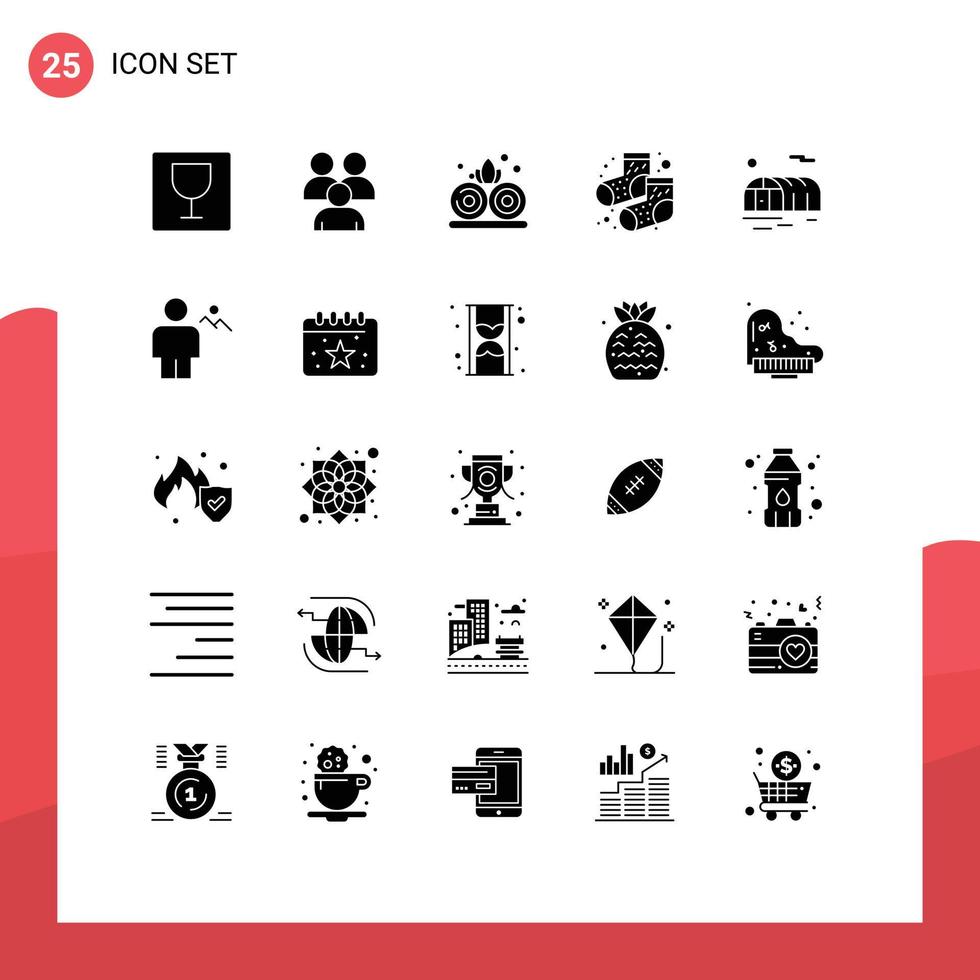 Modern Set of 25 Solid Glyphs Pictograph of avatar gardening lotus farming footwear Editable Vector Design Elements