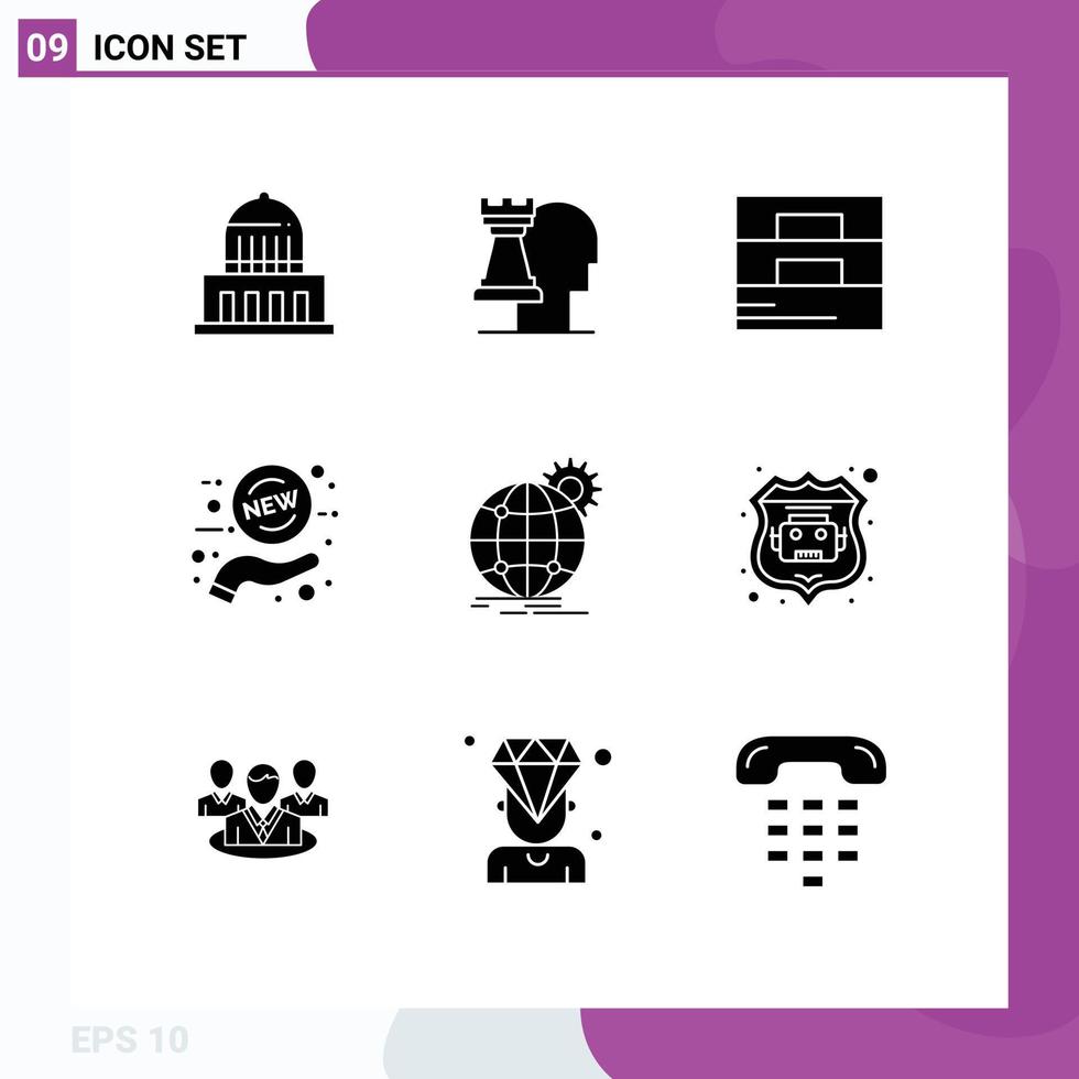 Pack of 9 creative Solid Glyphs of business tag accessories sale new Editable Vector Design Elements