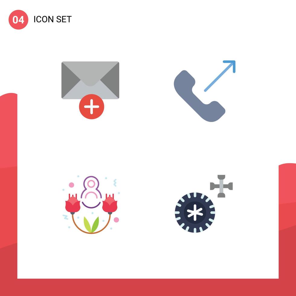 Stock Vector Icon Pack of 4 Line Signs and Symbols for mail lovely day call phone service Editable Vector Design Elements