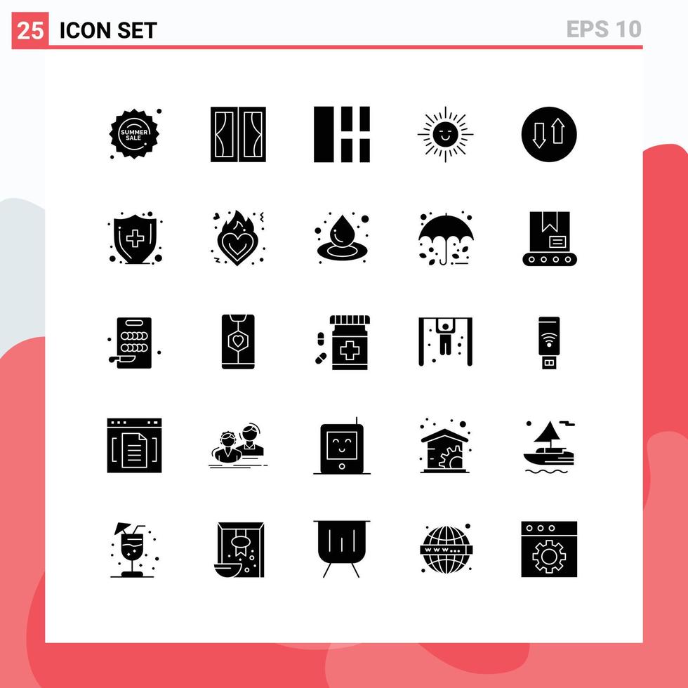 paquete de iconos vectoriales de stock de 25 signos y símbolos de línea para elementos de diseño vectorial editables de diseño brillante de la casa del sol vector