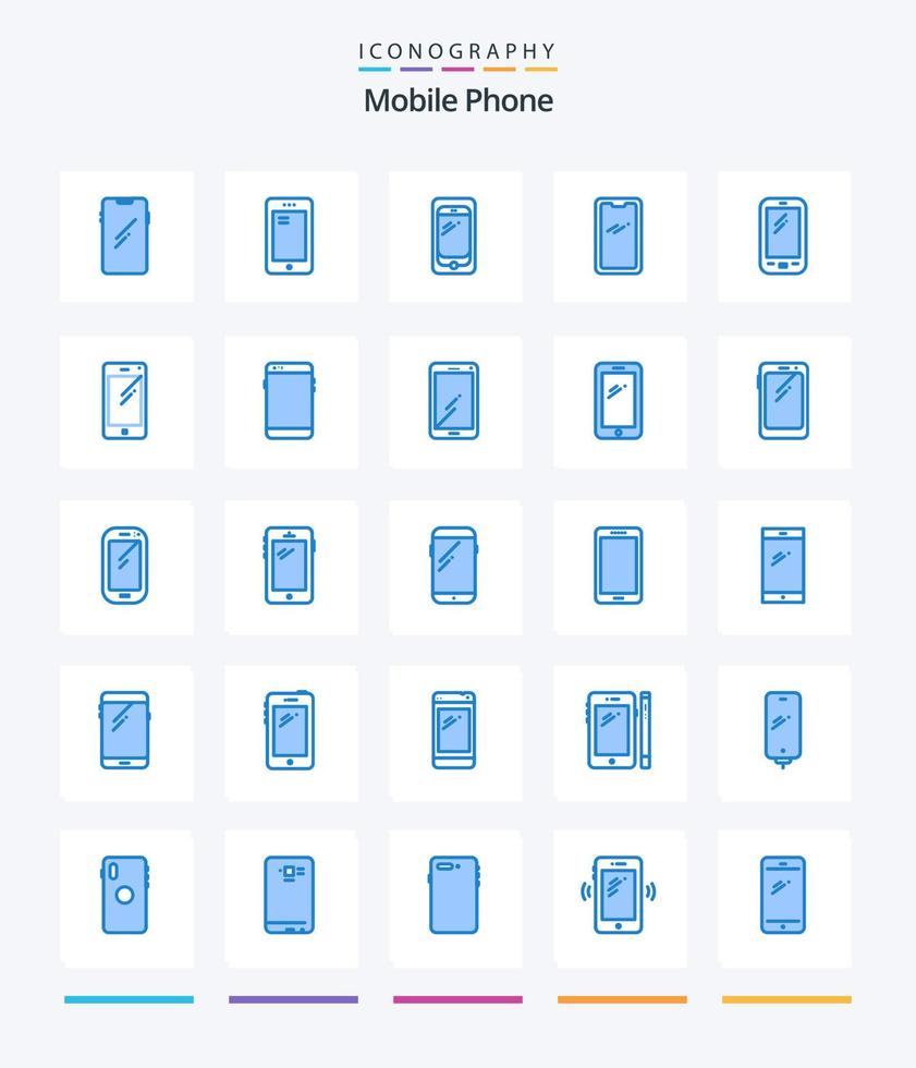 teléfono móvil creativo 25 paquete de iconos azules como móvil. teléfono. Huawei lápiz. móvil vector