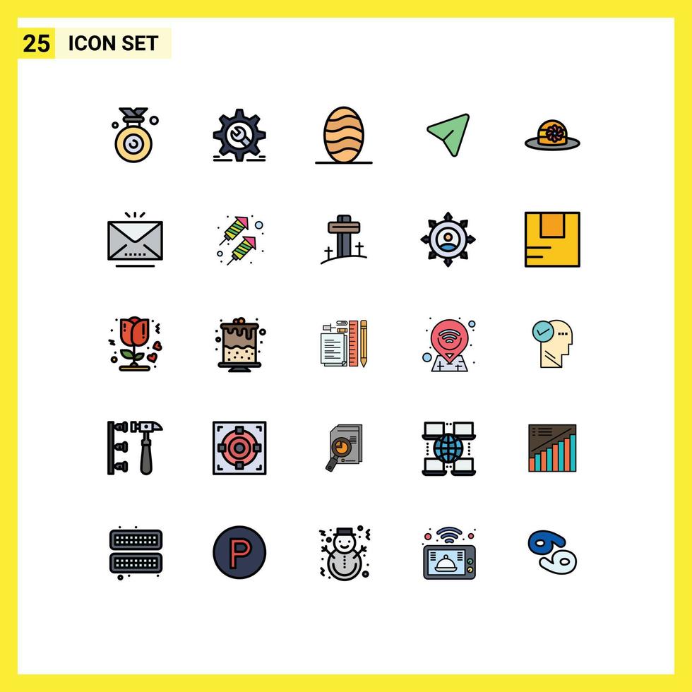 User Interface Pack of 25 Basic Filled line Flat Colors of hat computer configuration mouse arrow Editable Vector Design Elements