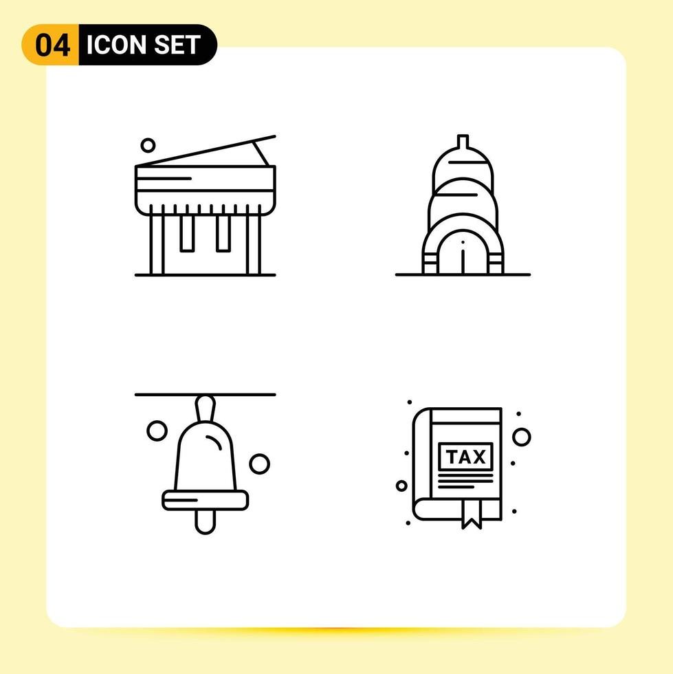 4 Universal Filledline Flat Colors Set for Web and Mobile Applications education app chrysler bell book Editable Vector Design Elements