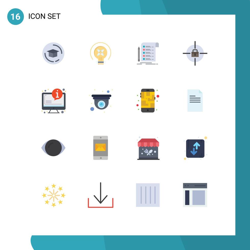 Stock Vector Icon Pack of 16 Line Signs and Symbols for info system report achievements target Editable Pack of Creative Vector Design Elements