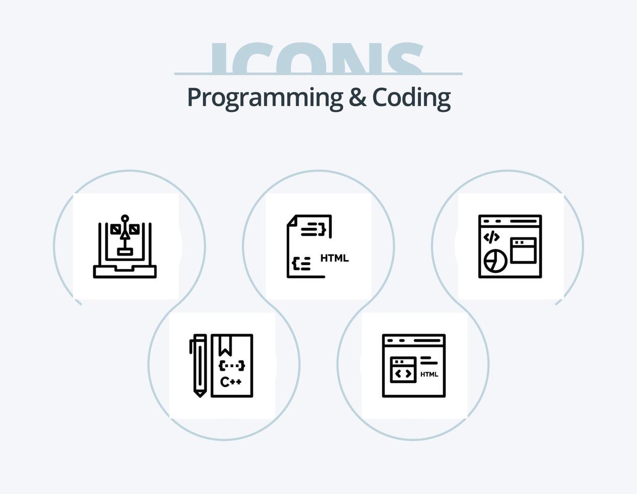 paquete de iconos de línea de programación y codificación 5 diseño de iconos. desarrollar. codificación. desarrollo. desarrollo. CSS vector