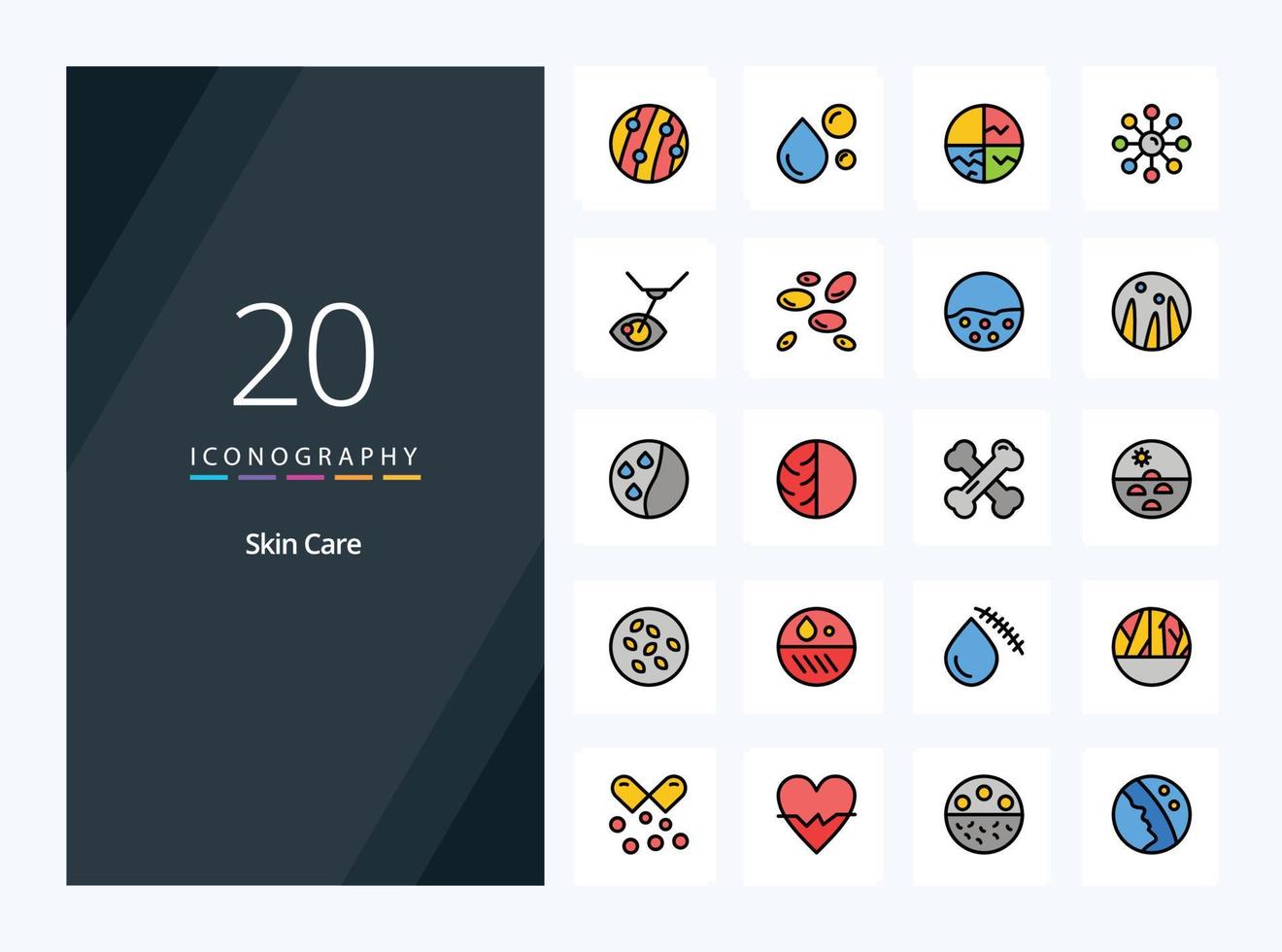 20 Skin line Filled icon for presentation vector