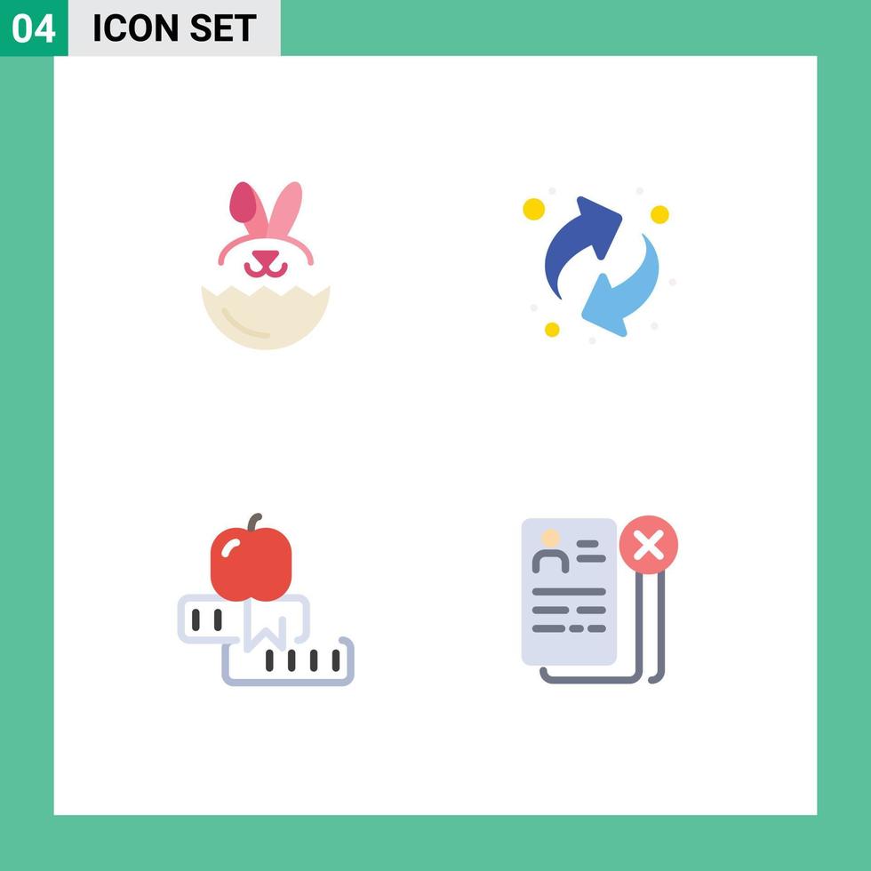 Set of 4 Modern UI Icons Symbols Signs for egg study arrows education business Editable Vector Design Elements
