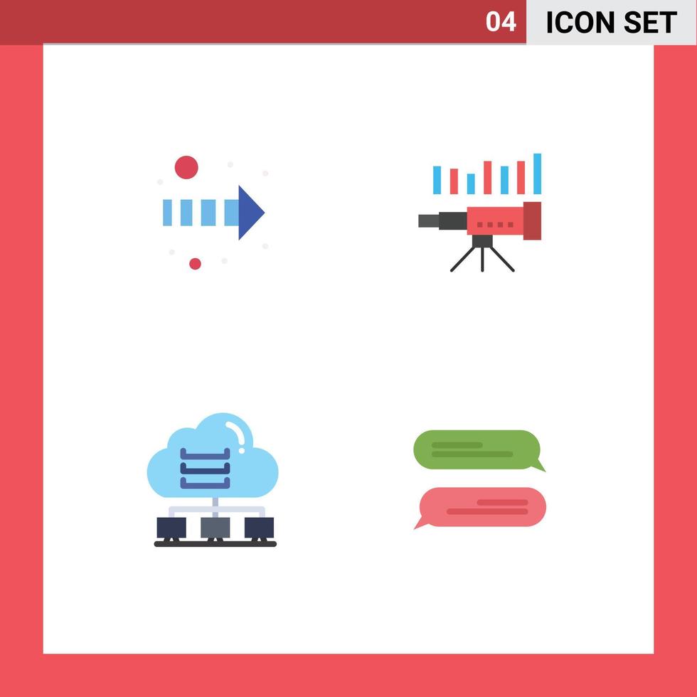 4 User Interface Flat Icon Pack of modern Signs and Symbols of arrow vision telescope forecasting computer Editable Vector Design Elements