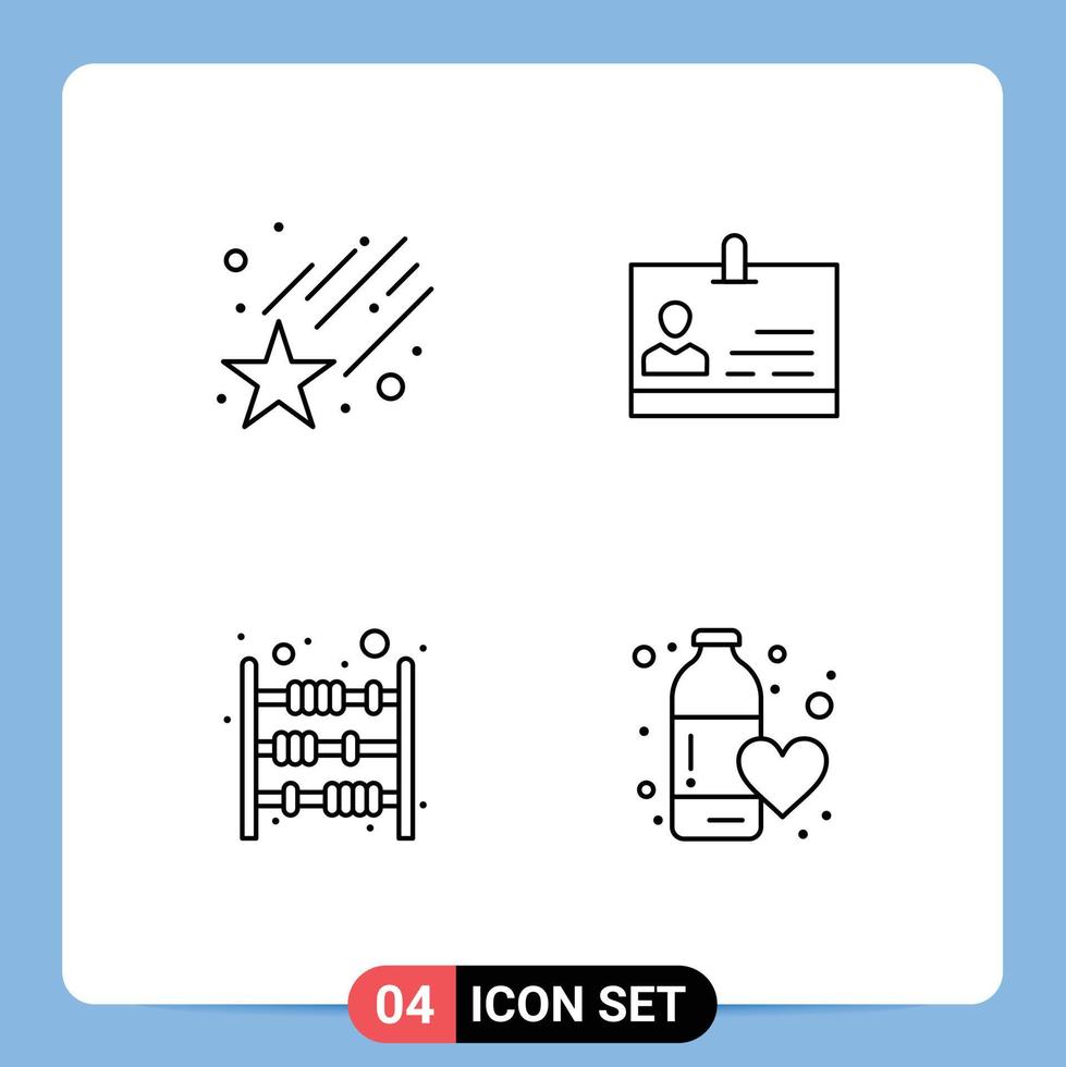 4 Universal Filledline Flat Colors Set for Web and Mobile Applications falling finance id badge payment Editable Vector Design Elements