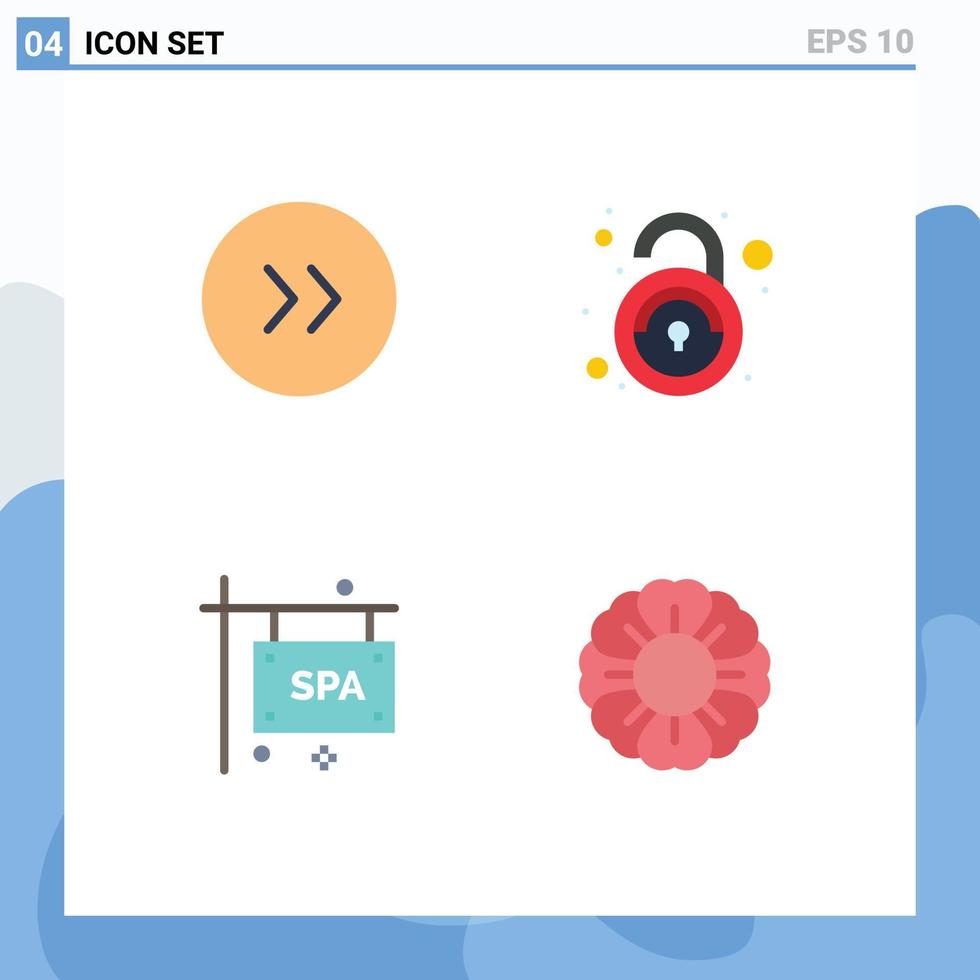 4 Universal Flat Icons Set for Web and Mobile Applications arrows spa public unsecured flower Editable Vector Design Elements