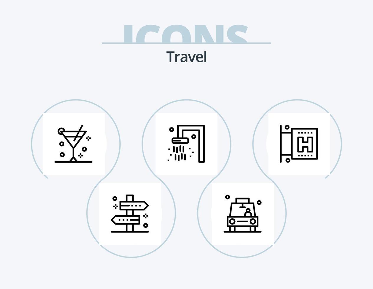 paquete de iconos de línea de viaje 5 diseño de iconos. vacaciones. bolso. GPS. viajar. foto vector