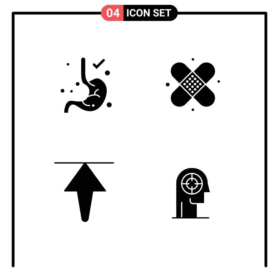 4 Solid Glyph concept for Websites Mobile and Apps digestion up care plaster concentration Editable Vector Design Elements