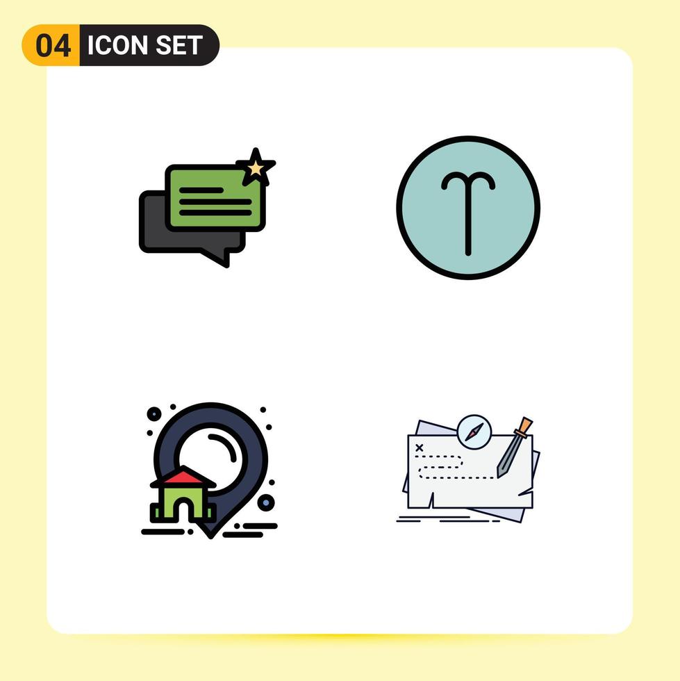 paquete de iconos de vector de stock de 4 signos y símbolos de línea para el simbolismo de la tienda de la casa de chat elementos de diseño de vector editables reales