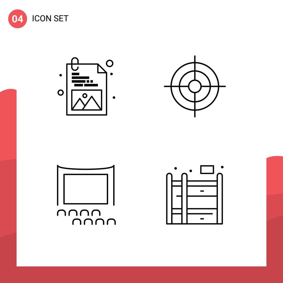 grupo de 4 signos y símbolos de colores planos de línea rellena para el desarrollo de elementos de diseño de vectores editables para el hogar objetivo comercial