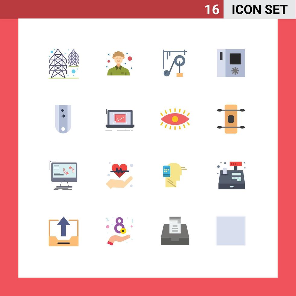 Group of 16 Modern Flat Colors Set for military diamonds device side by side fridge Editable Pack of Creative Vector Design Elements