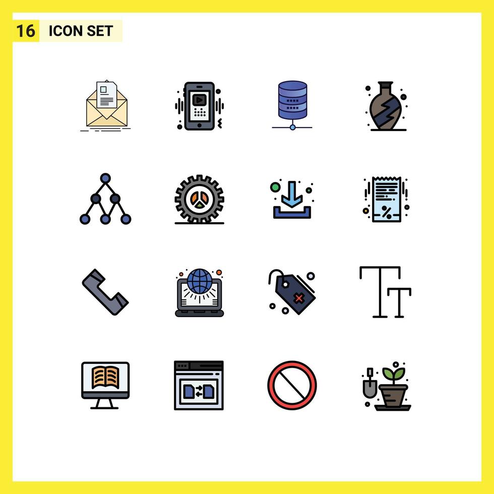 Universal Icon Symbols Group of 16 Modern Flat Color Filled Lines of link living player home money Editable Creative Vector Design Elements